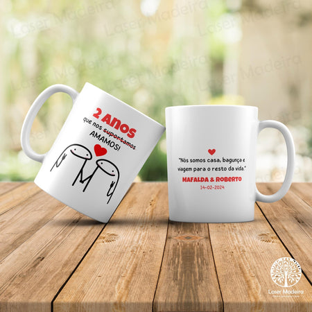 Caneca Personalizada "Anos que nos Amamos" - Dia dos Namorados - Laser Madeira
