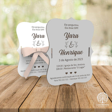 Convite Casamento - Ramos - Laser Madeira