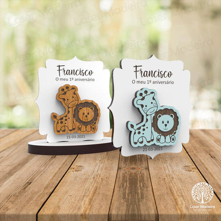 Lembrança Batismo / Primeira Comunhão / Profissão de Fé / Crisma - Aplique Animais - Iman ou base - Laser Madeira