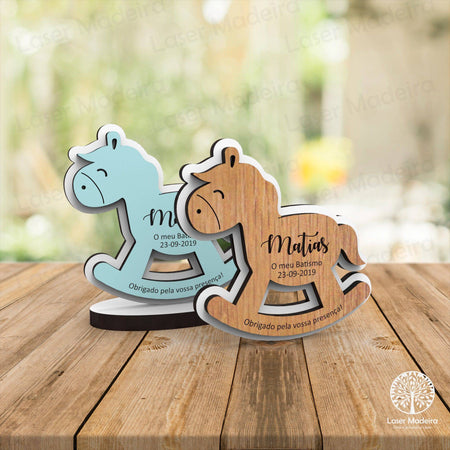 Lembrança Batismo / Primeira Comunhão / Profissão de Fé / Crisma - Cavalinho - Modelo 2 - Laser Madeira