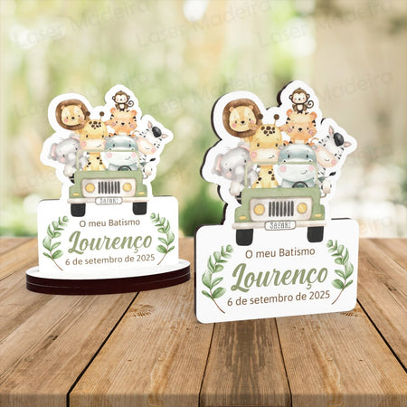 Lembrança Personalizada com Animais Safari - Iman ou base - Laser Madeira