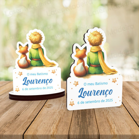 Lembrança Personalizada com Principezinho e Raposa - Iman ou base - Laser Madeira