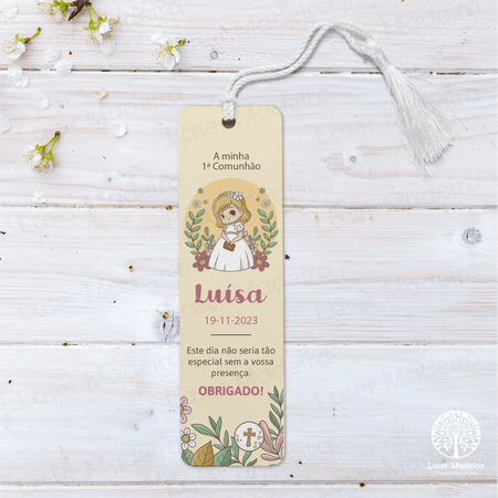 Marcador de Livro - 1ª Comunhão Menina - Laser Madeira