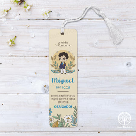 Marcador de Livro - 1ª Comunhão Menino - Laser Madeira