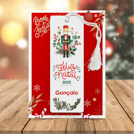 Marcador de Livro Personalizado - Soldado de Natal - Laser Madeira
