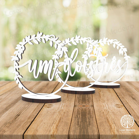 Marcador de Mesa - Aro Floral - Laser Madeira