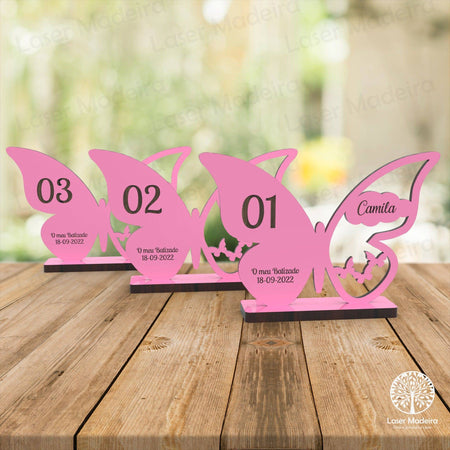 Marcador de Mesa - Borboleta - Laser Madeira