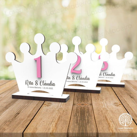 Marcador de Mesa - Coroa - Laser Madeira