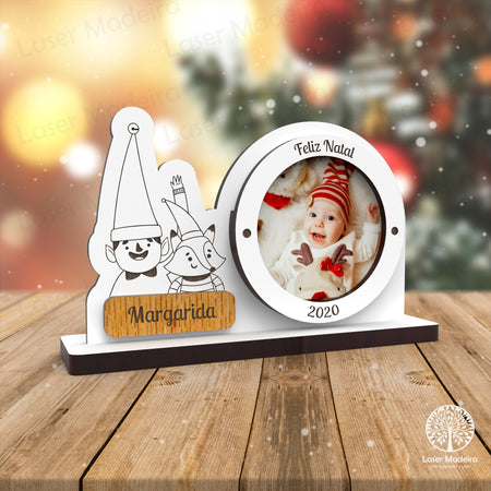Mini - Moldura Natal - Ajudantes Pai Natal - Laser Madeira