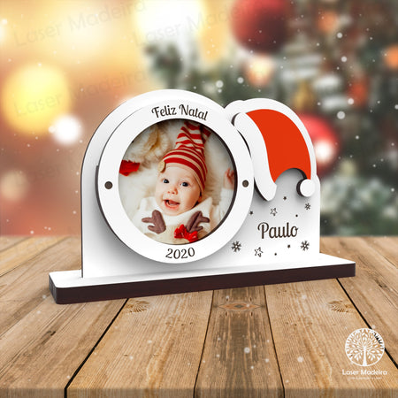 Mini - Moldura Natal - Chapéu de Natal - Laser Madeira