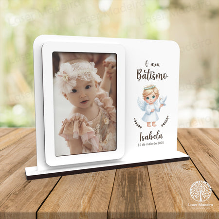 Moldura Personalizada com Anjo - Laser Madeira