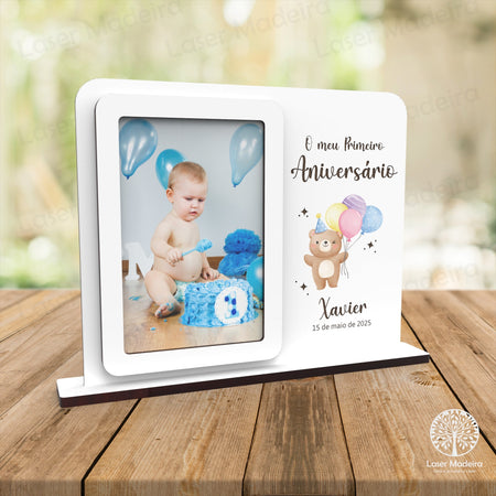 Moldura Personalizada com Urso com Balões - Laser Madeira