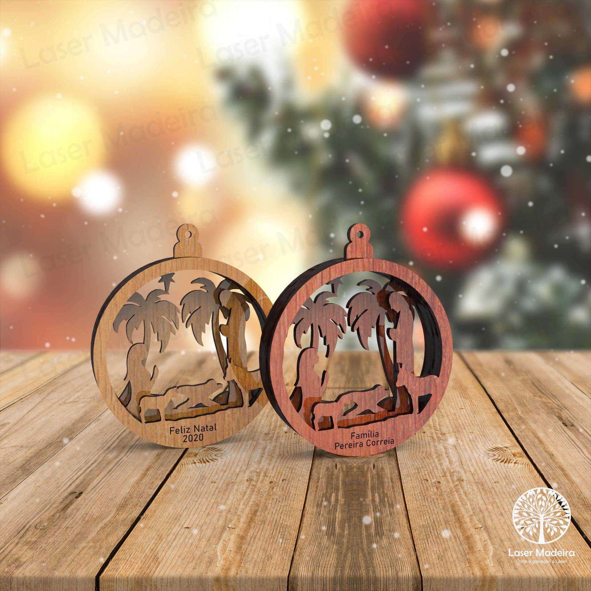 Bola de Natal Personalizada 3D com nome - Laser Madeira
