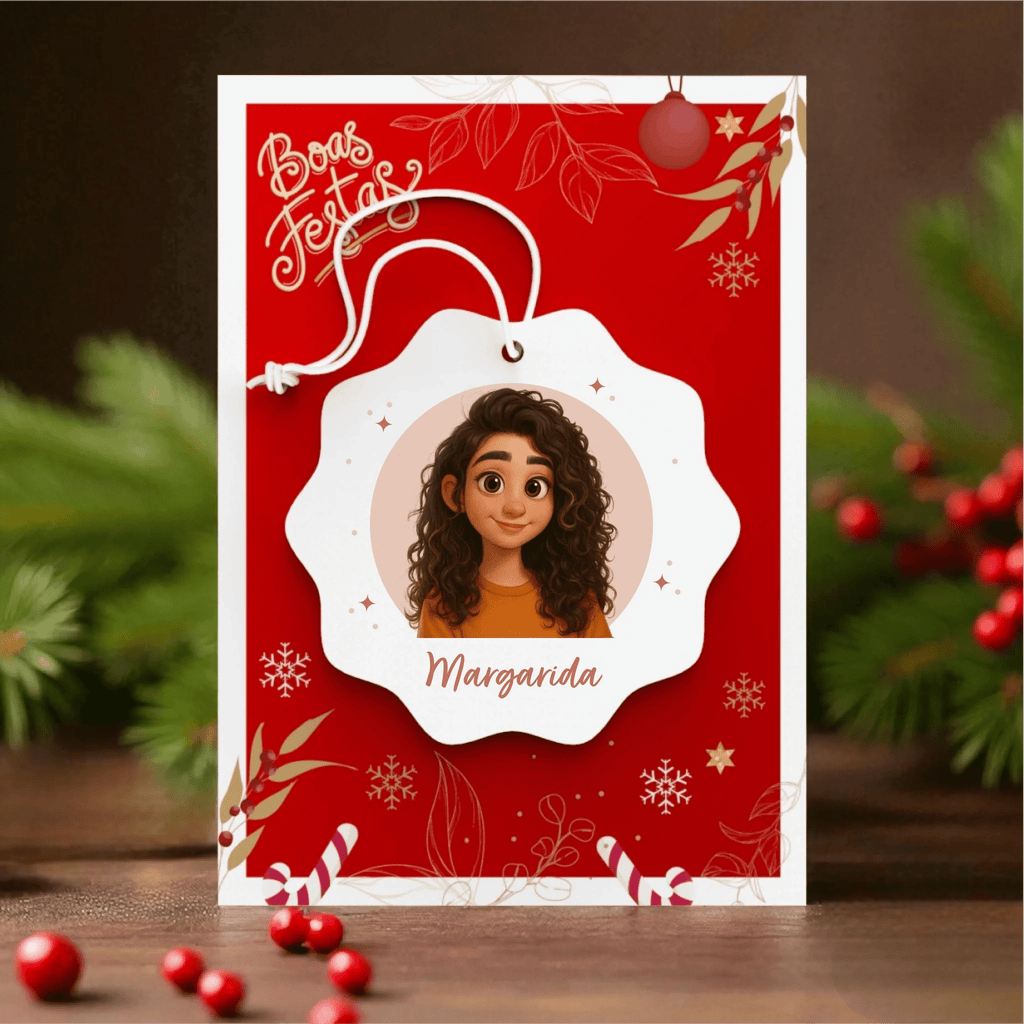 Bola de Natal Personalizada com Cartoon - Laser Madeira
