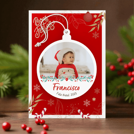Bola de Natal Personalizada com Fotografia (a Cores) - Laser Madeira