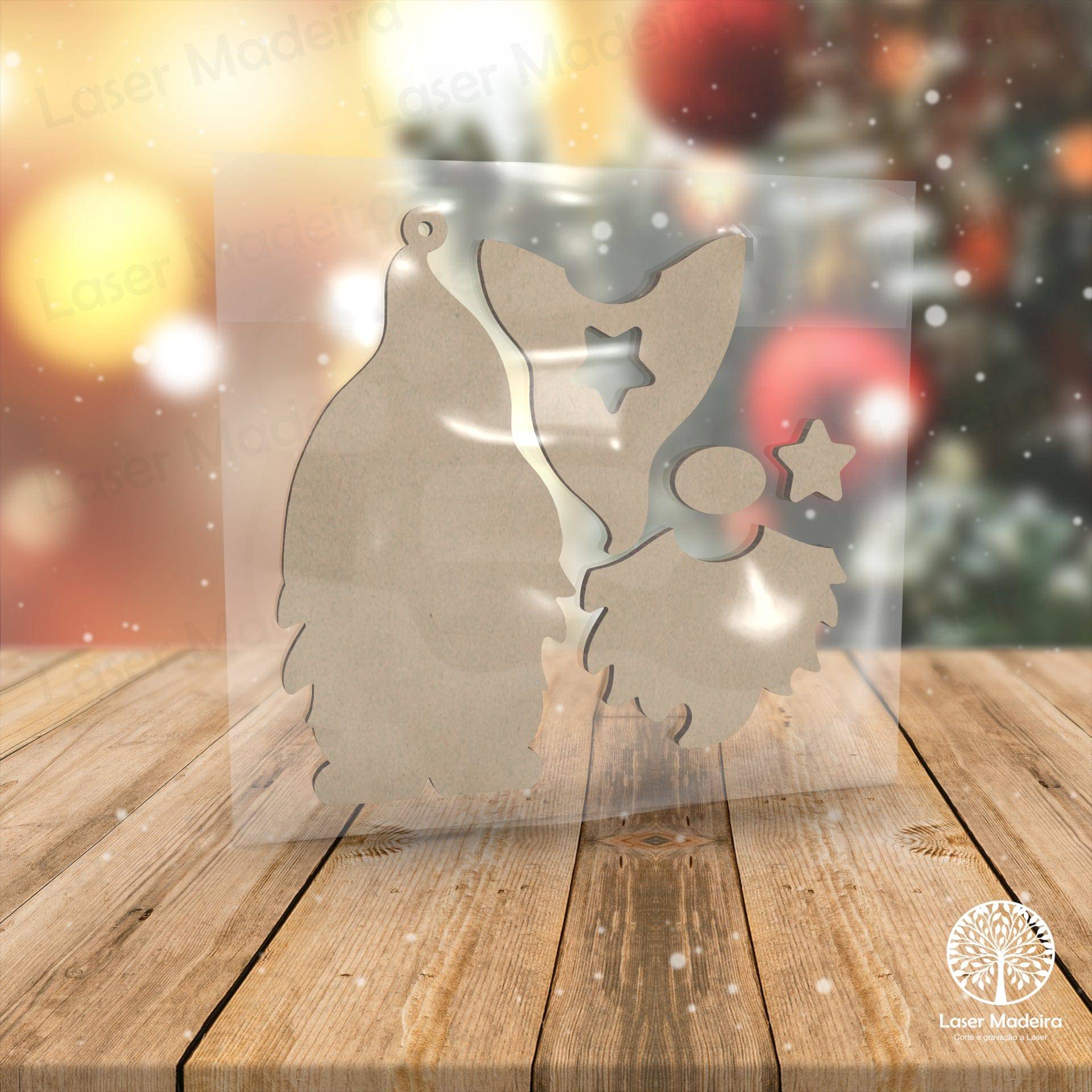 Bola de Natal Personalizada Gnomo para Pintar - Escolas/Creches/Jardim de Infância - Laser Madeira