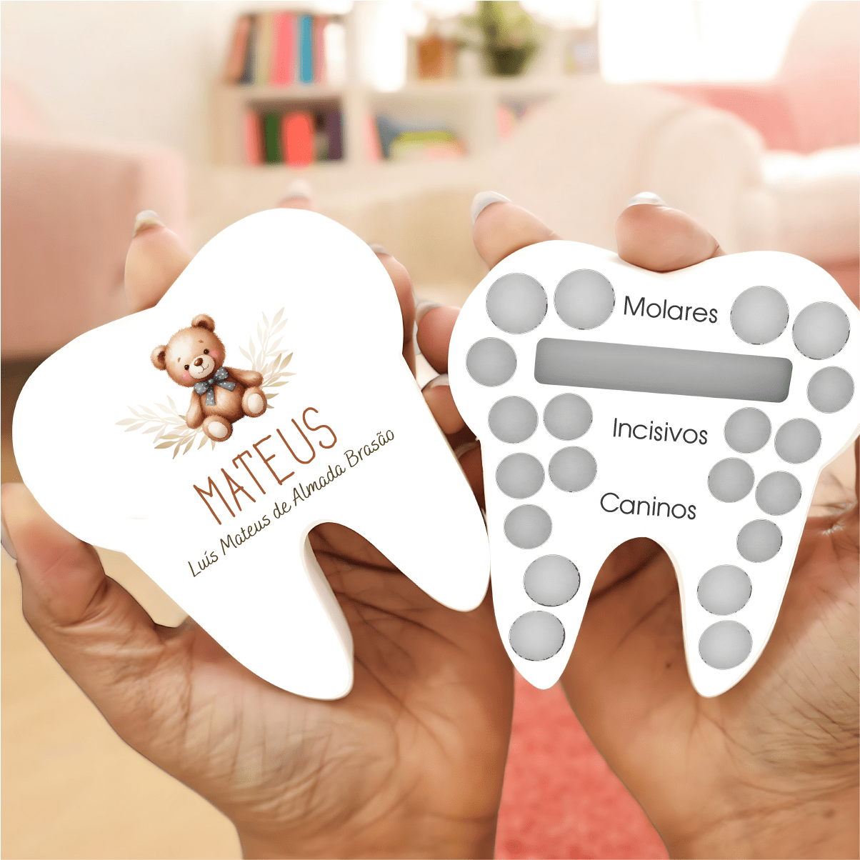 Caixa para Dentes de Leite Personalizada - com Ursinho - Laser Madeira