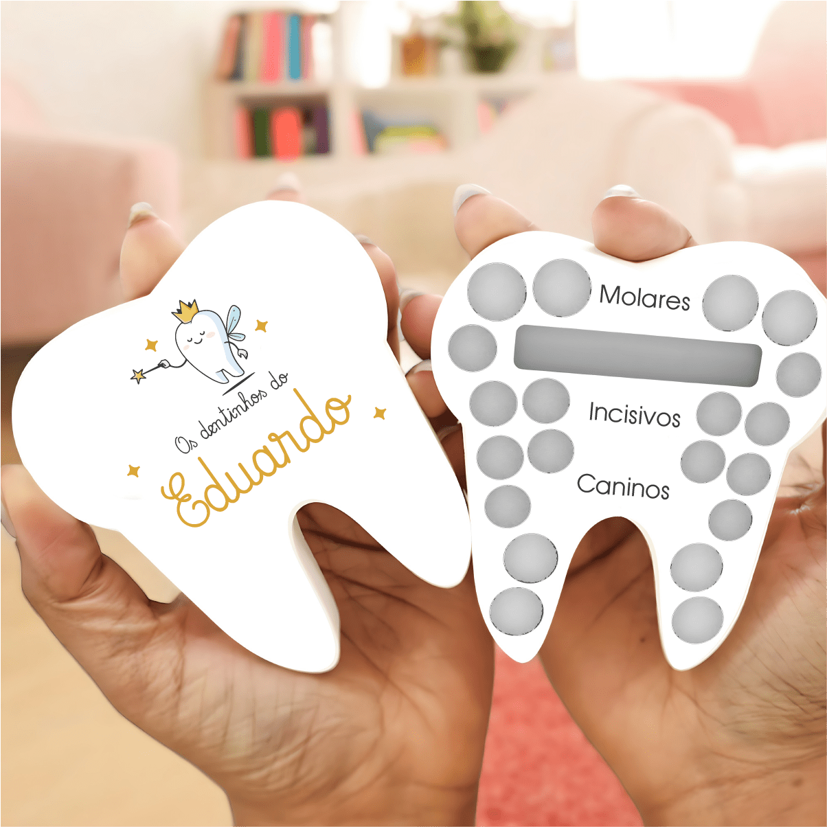 Caixa para Dentes de Leite Personalizada - Fada dos Dentes - Laser Madeira
