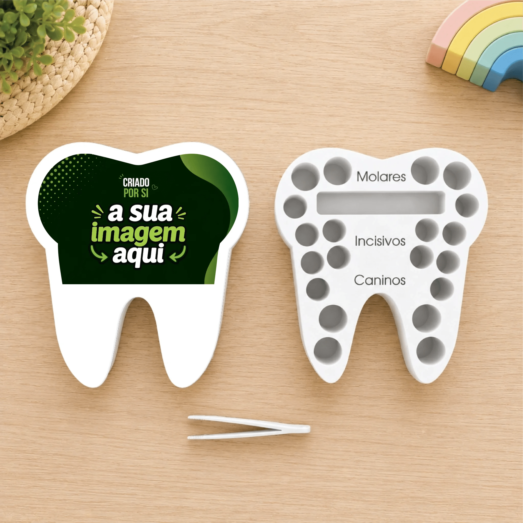 Caixa para Dentes Personalizada com a Sua Imagem - Laser Madeira