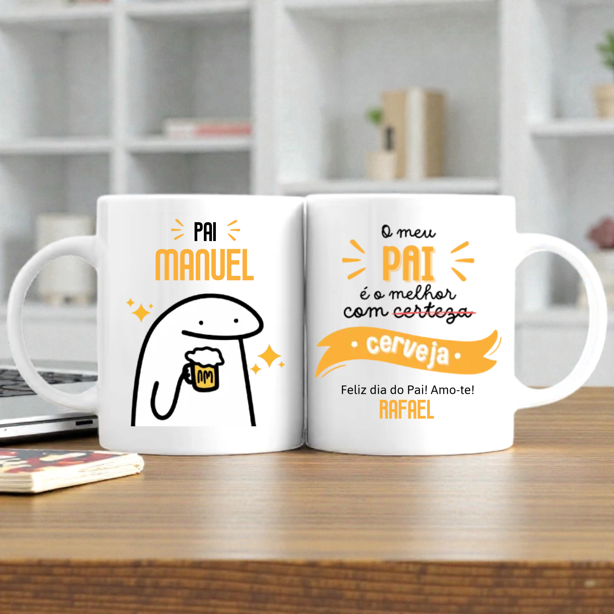 Caneca Dia do Pai Personalizadas com Desenhos (vários modelos disponíveis) - Laser Madeira