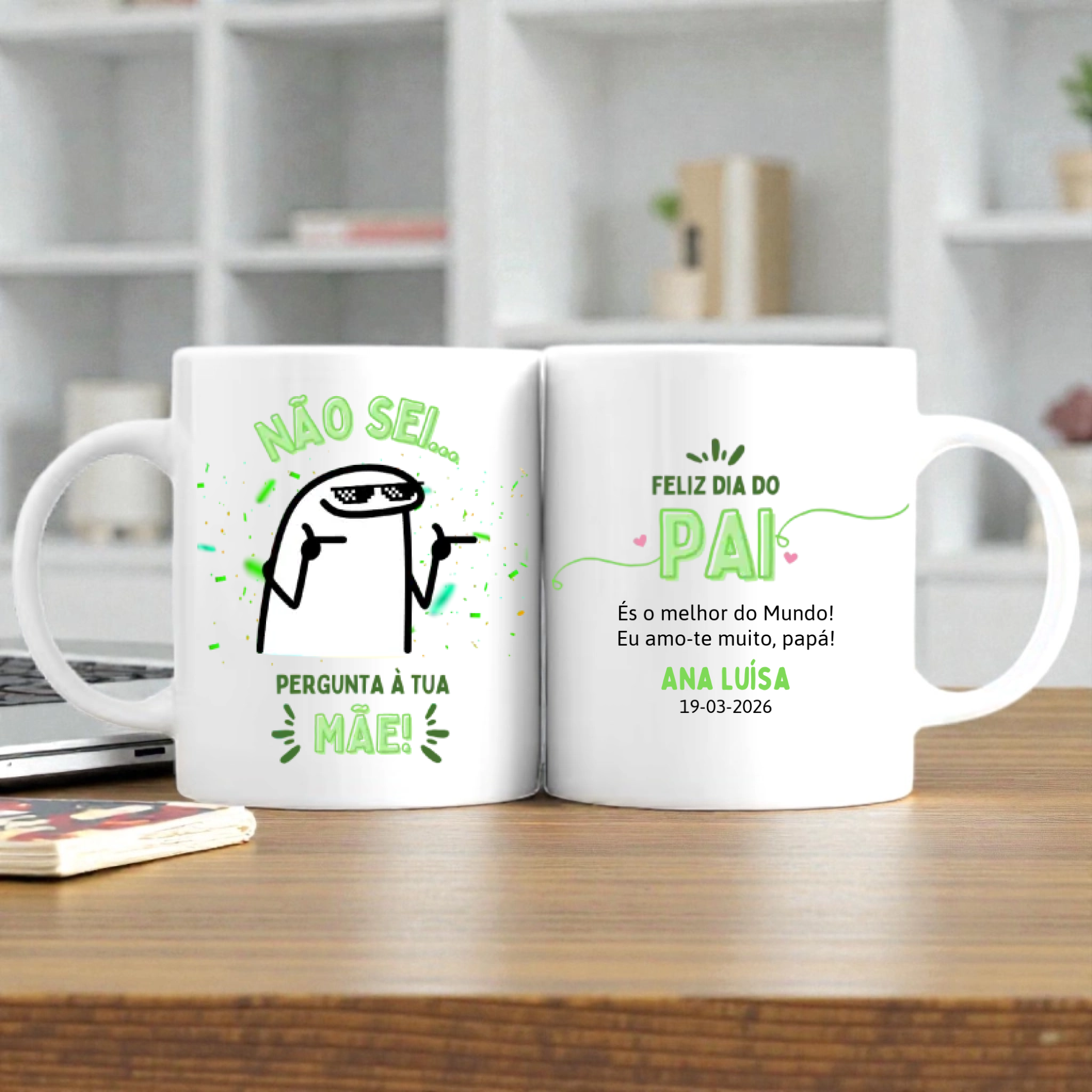 Caneca Dia do Pai Personalizadas com Desenhos (vários modelos disponíveis) - Laser Madeira