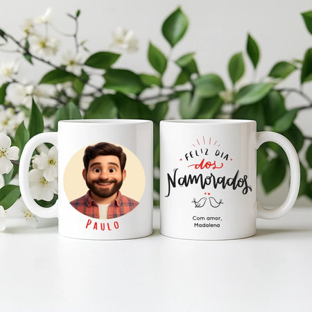 Caneca dia dos Namorados - com Cartoon - Laser Madeira