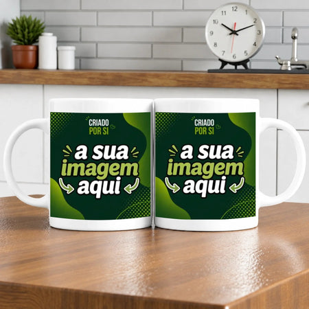 Caneca Personalizada com a Sua Arte | Frente e Verso com Pré-visualização em Tempo Real - Laser Madeira