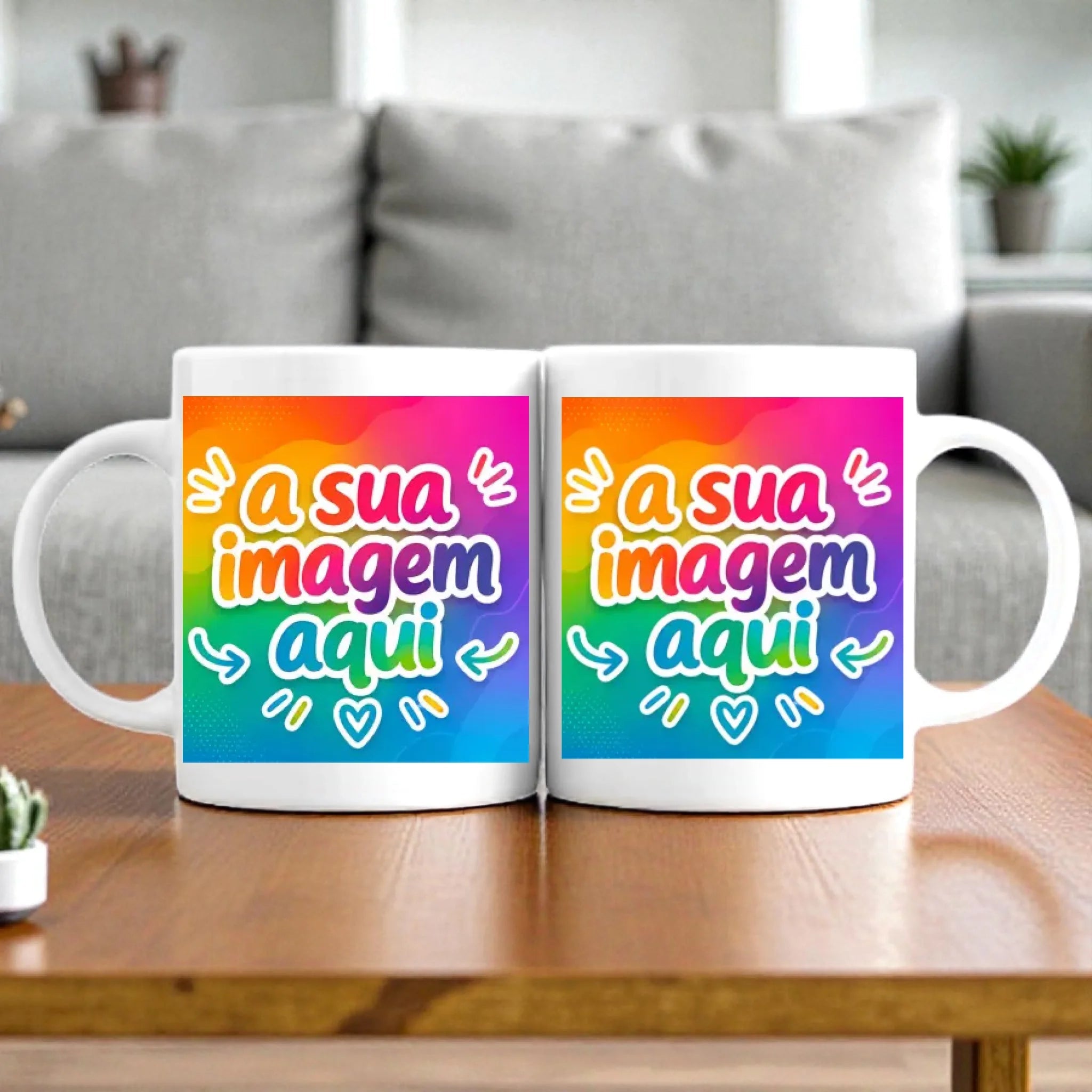 Caneca Personalizada com a Sua Arte | Frente e Verso com Pré-visualização em Tempo Real - Laser Madeira