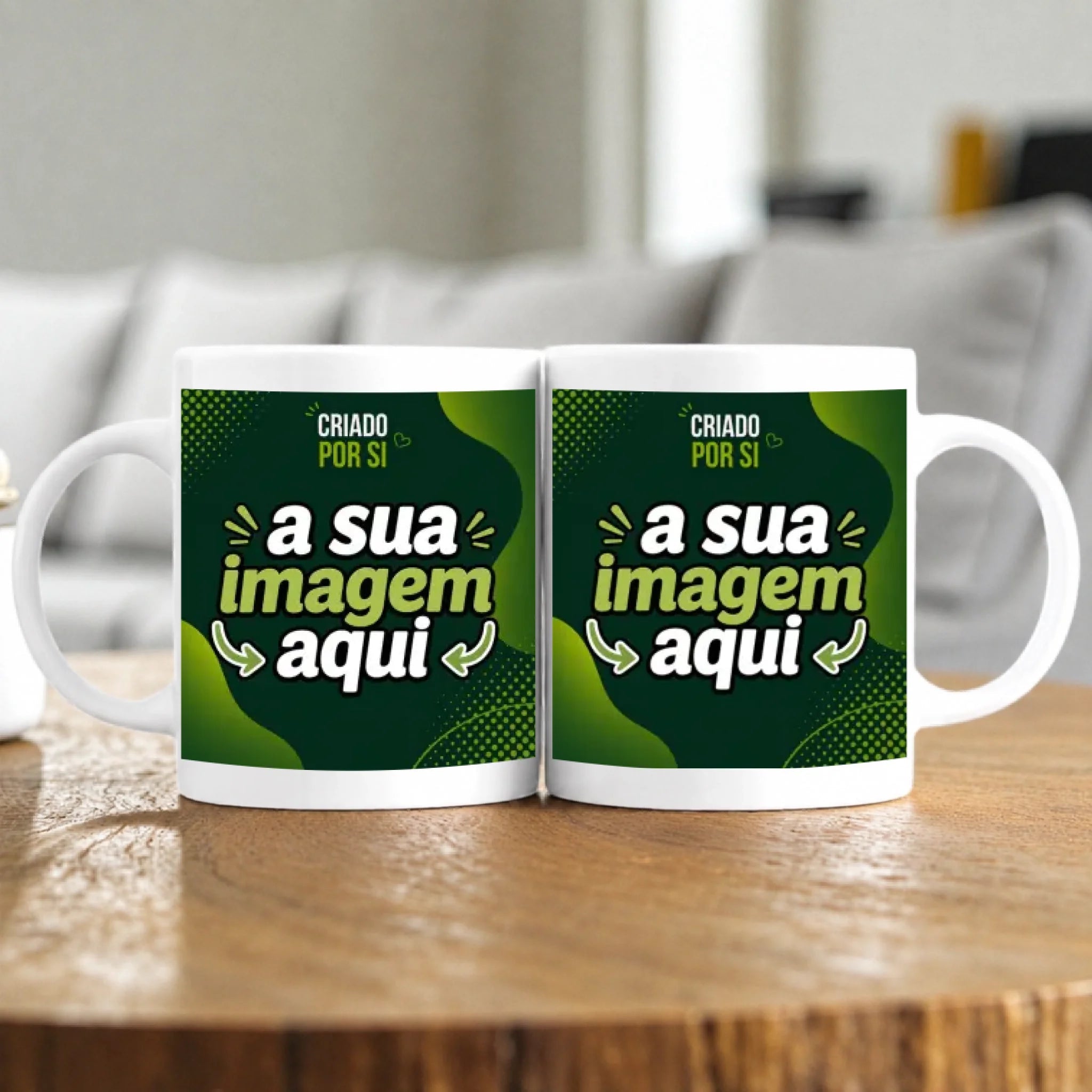 Caneca Personalizada com a Sua Arte | Frente e Verso com Pré-visualização em Tempo Real - Laser Madeira
