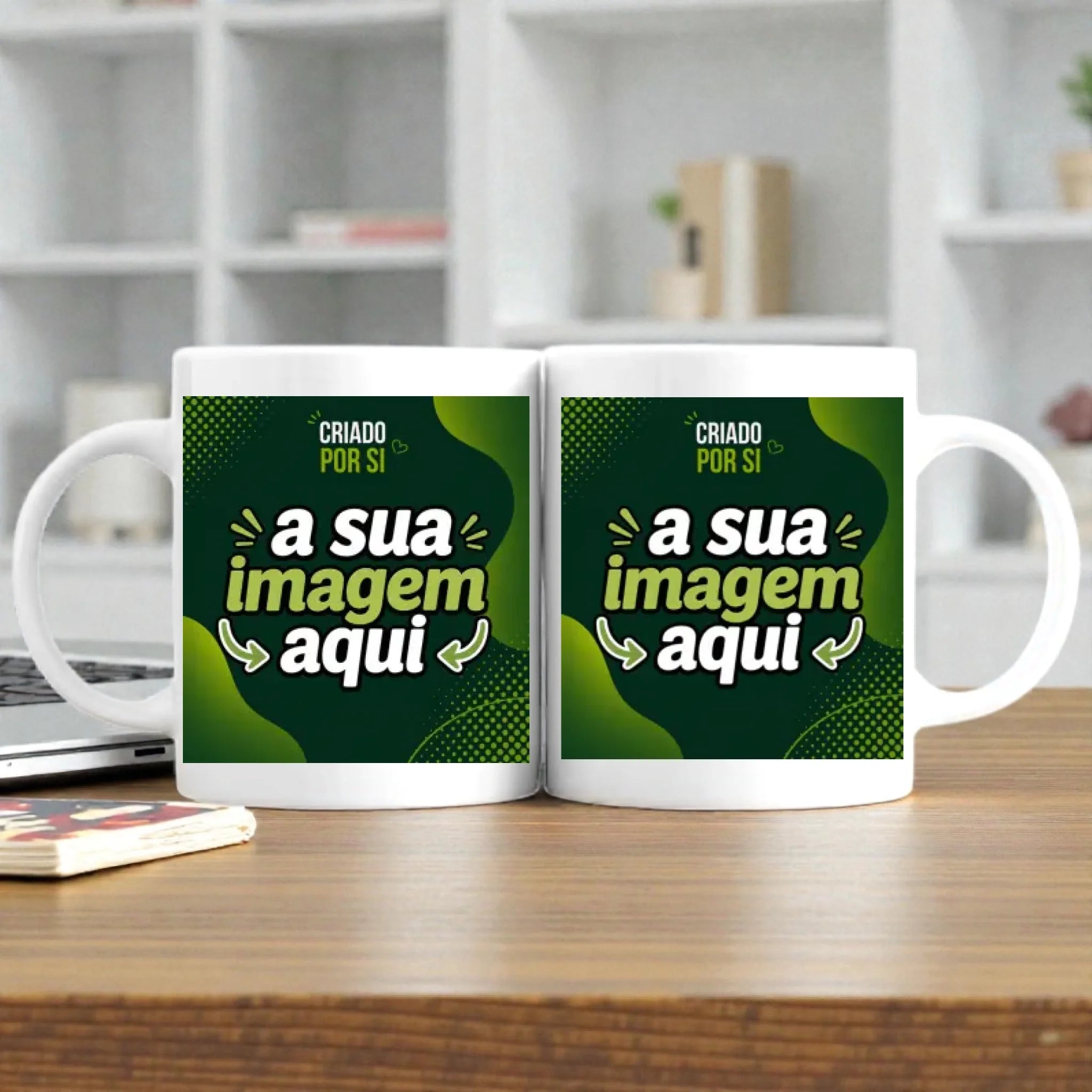 Caneca Personalizada com a Sua Arte | Frente e Verso com Pré-visualização em Tempo Real - Laser Madeira