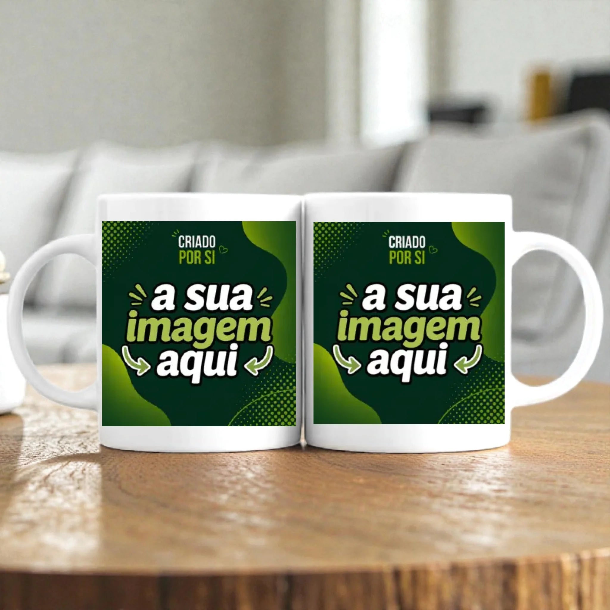 Caneca Personalizada com a Sua Arte | Frente e Verso com Pré-visualização em Tempo Real - Laser Madeira