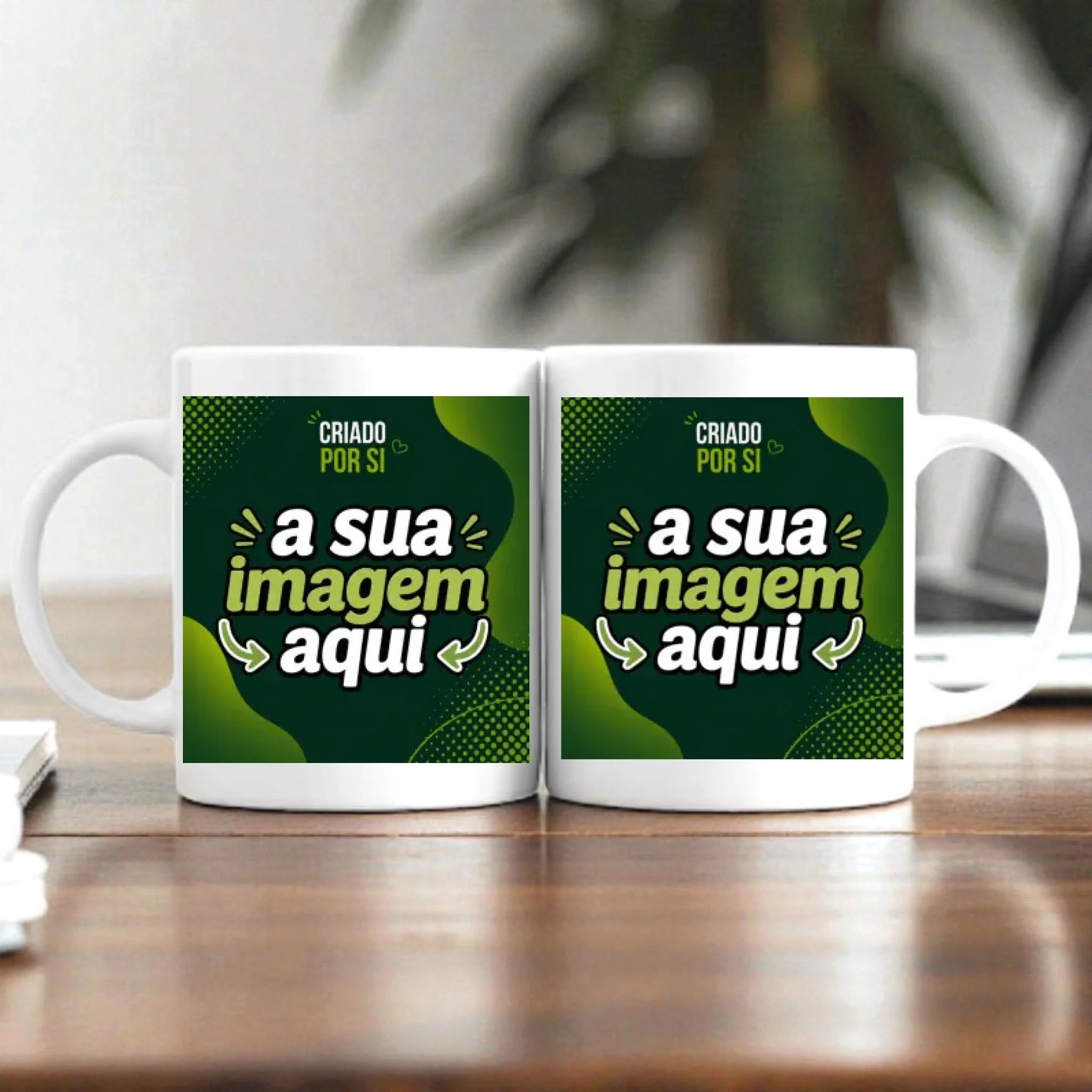 Caneca Personalizada com a Sua Arte | Frente e Verso com Pré-visualização em Tempo Real - Laser Madeira