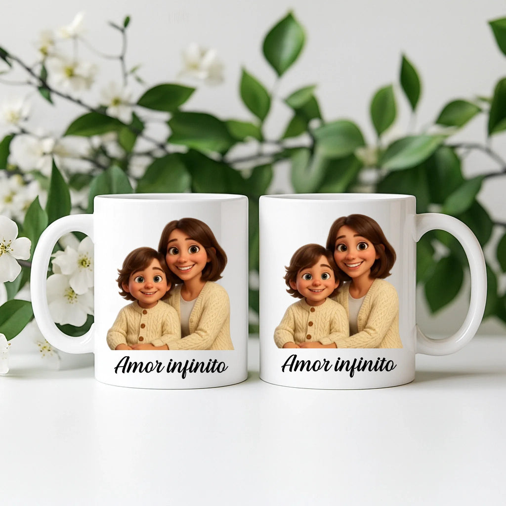 Caneca Personalizada com Cartoon a partir da sua foto – pré - visualização imediata - Laser Madeira