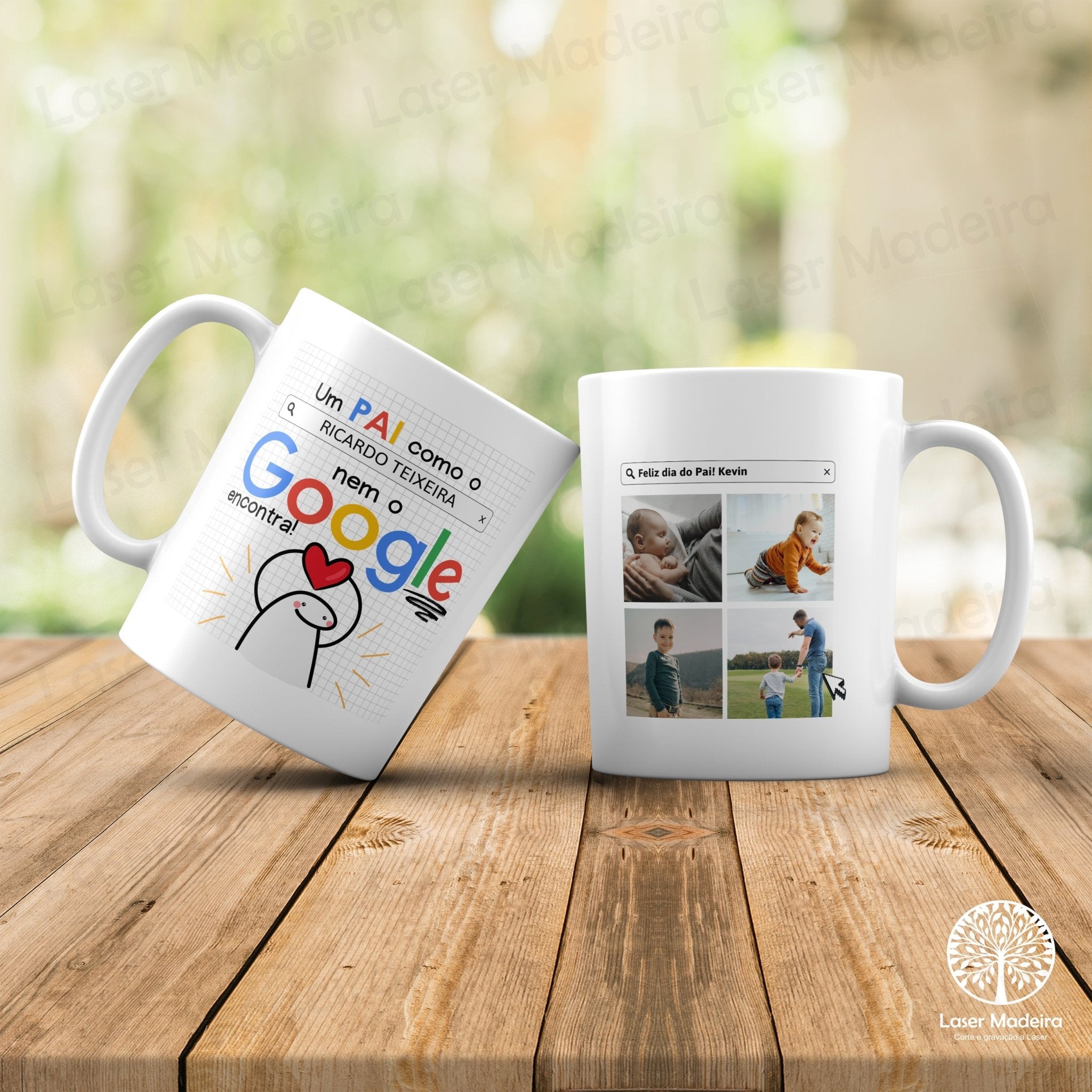 Caneca Personalizada "Nem o GOOGLE" - Dia do Pai - Laser Madeira