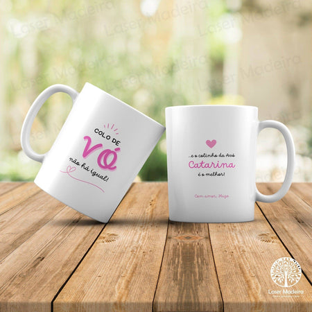 Caneca Personalizada para Avós - "Colinho" - Laser Madeira