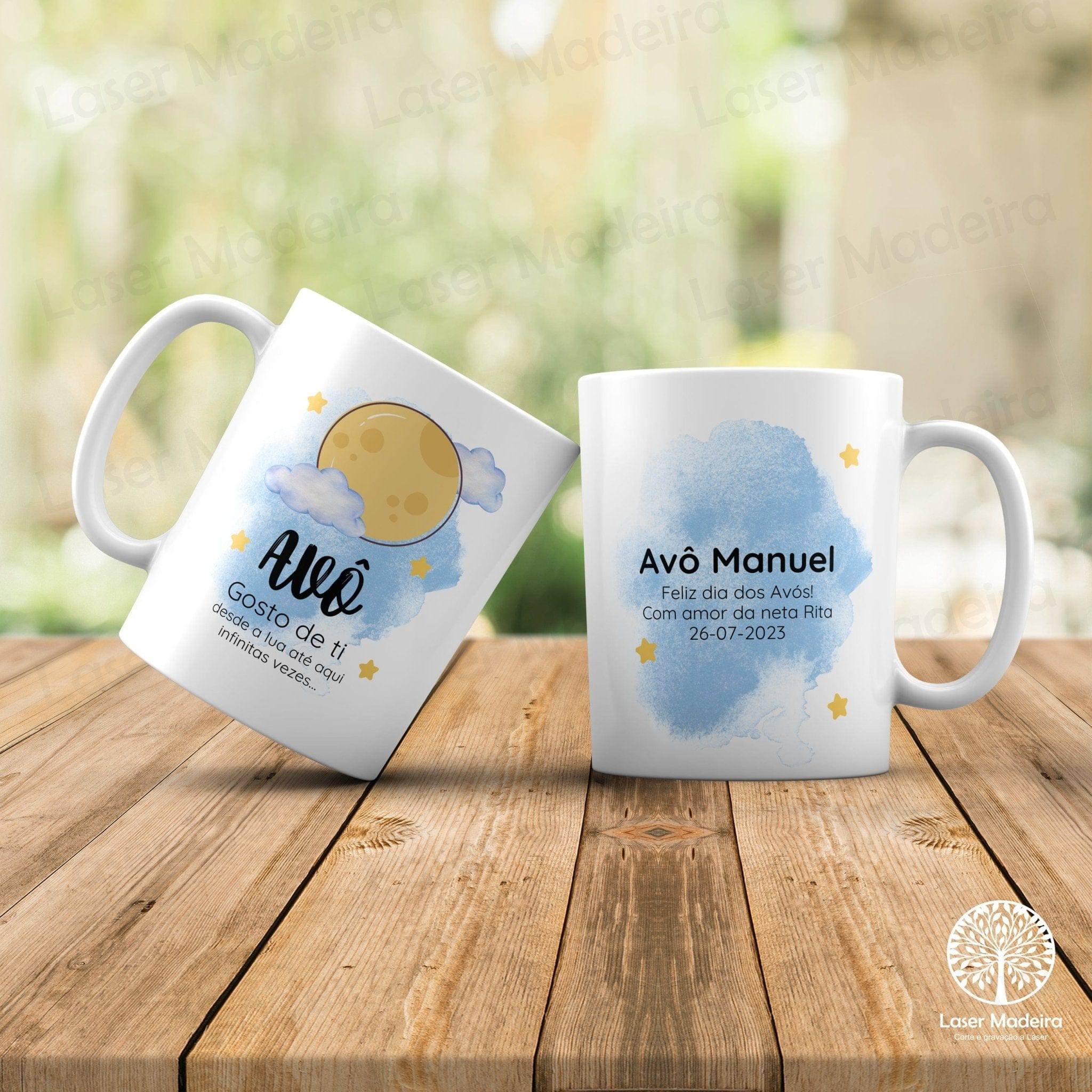 Caneca Personalizada para Avós - "Lua" - Laser Madeira