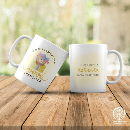Caneca Personalizada para Avós - "Ursinho" - Laser Madeira