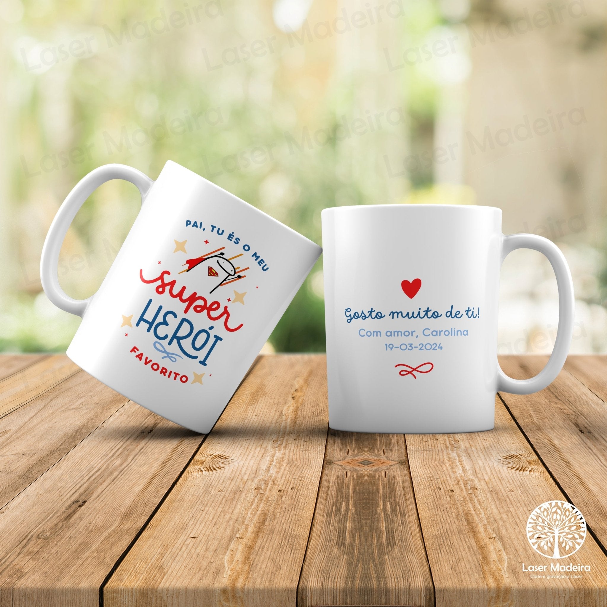 Caneca Personalizada "Super - Herói" - Dia do Pai - Laser Madeira
