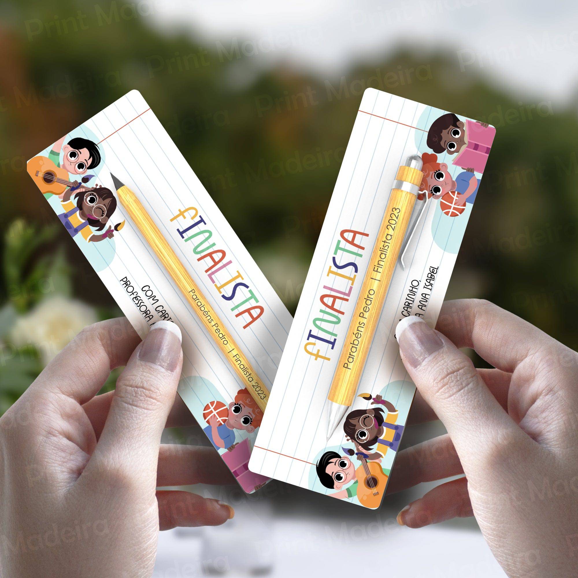 Caneta ou Lápis em Bambu para Finalista - Crianças - Laser Madeira