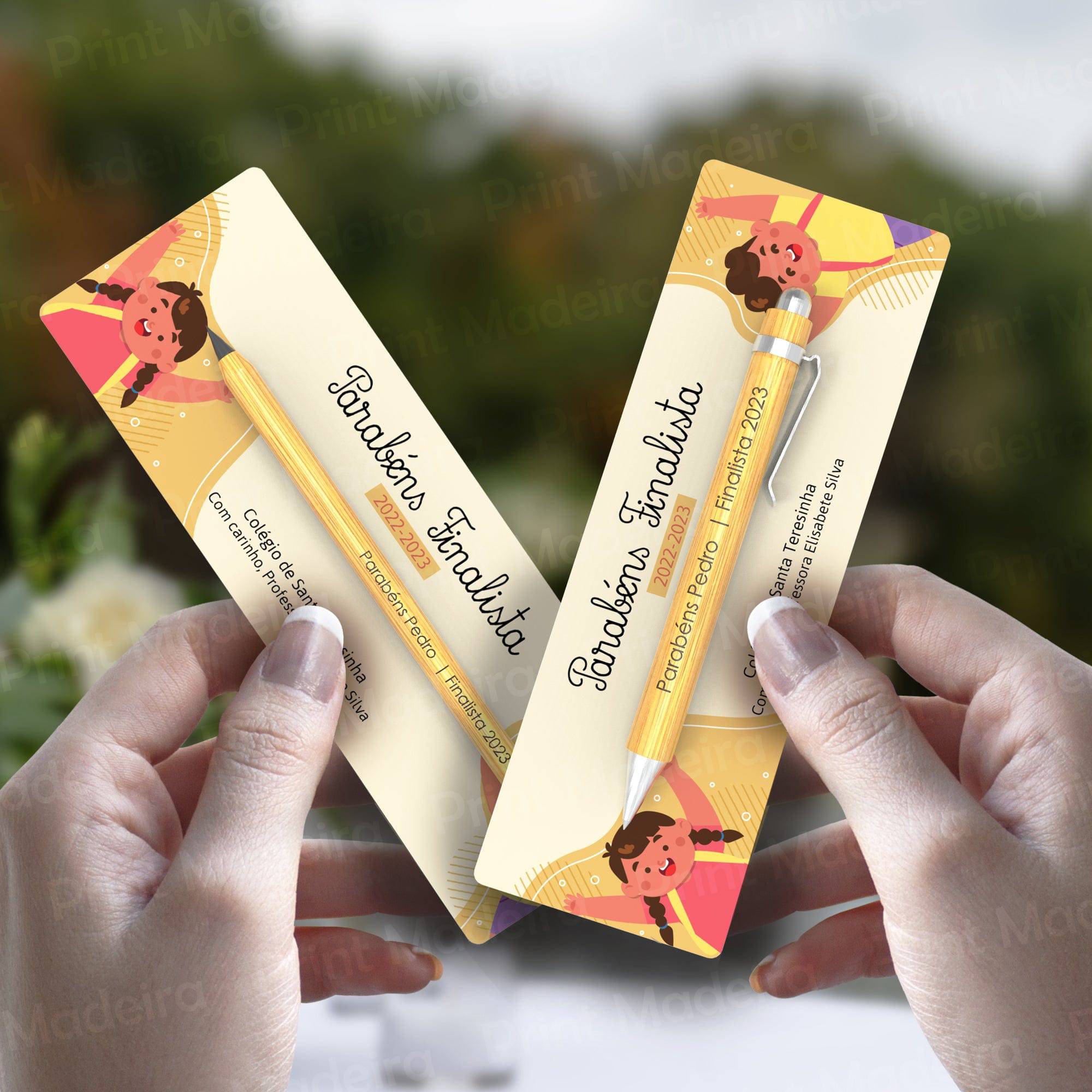 Caneta ou Lápis em Bambu para Finalista - Meninos - Laser Madeira