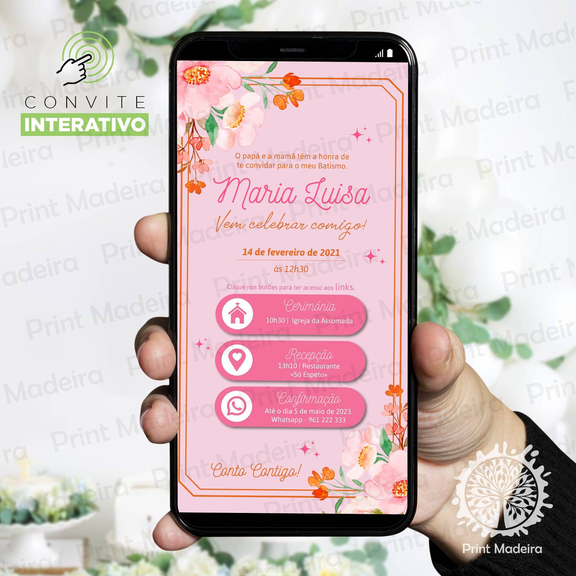 Convite Digital - Batismo / Primeira Comunhão / Profissão de Fé / Crisma - Mod. 1 - Laser Madeira