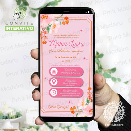 Convite Digital - Batismo / Primeira Comunhão / Profissão de Fé / Crisma - Mod. 1 - Laser Madeira