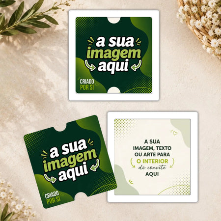 Convite Embutido Personalizado com a Sua Arte | Pré-visualização em Tempo Real | Ideal para Padrinhos, Casamento e Batizado - Laser Madeira