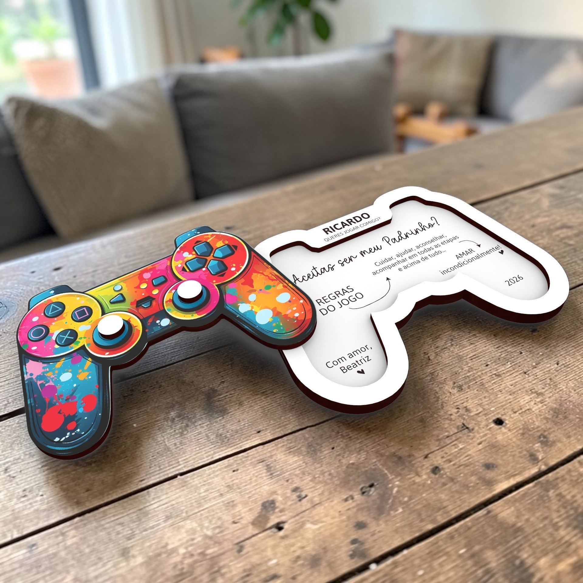 Convite para Padrinhos - Comando Consola - Jogo (a cores) - Laser Madeira