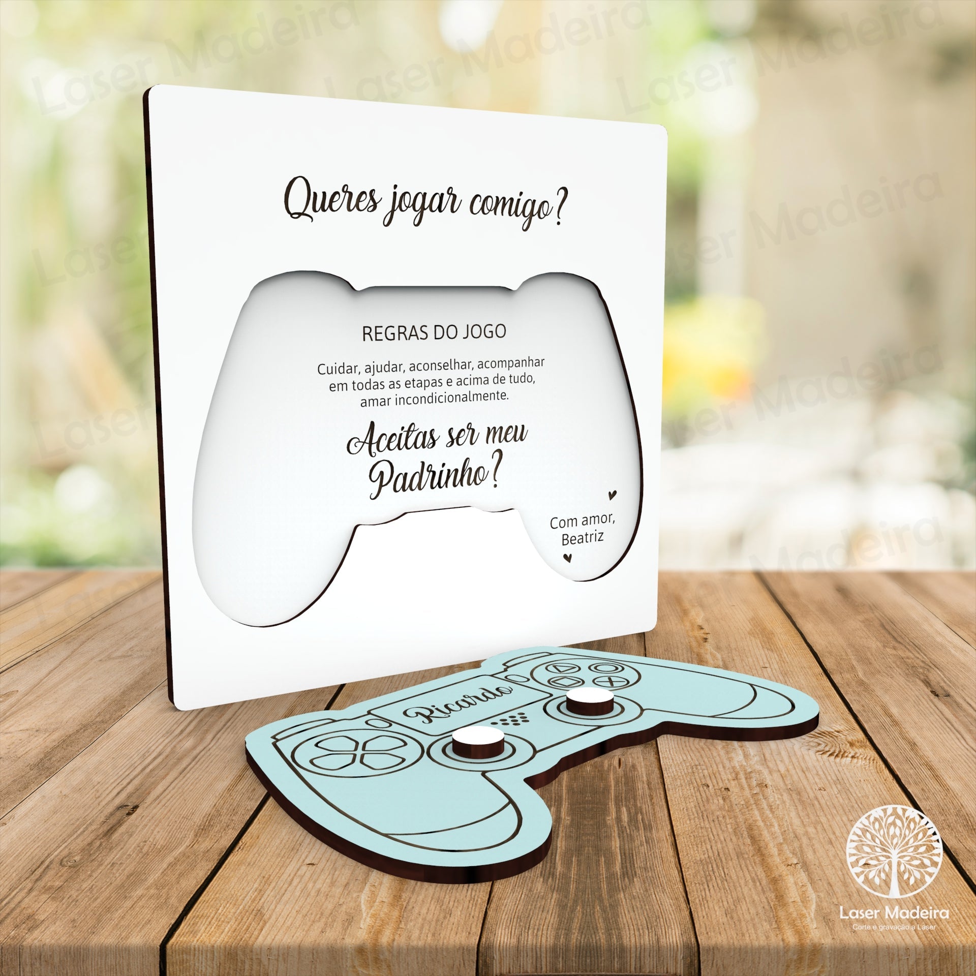 Convite para Padrinhos - Comando Consola - Jogo - Laser Madeira