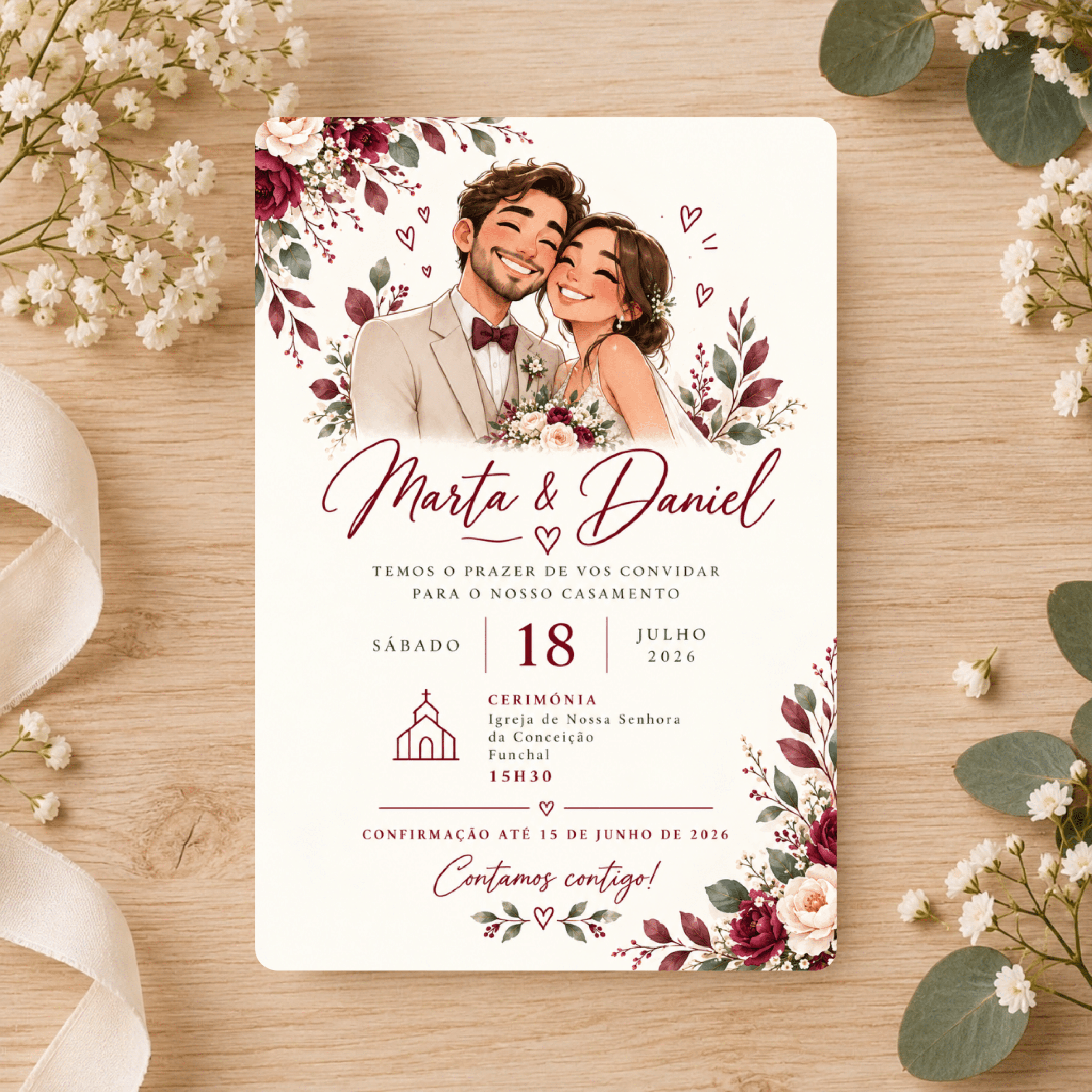 Convite Personalizado com a Sua Imagem - Laser Madeira