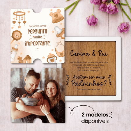 Convite personalizado para padrinhos com foto ou imagem e texto. Ideal para batismo, casamento ou um pedido especial e único.
