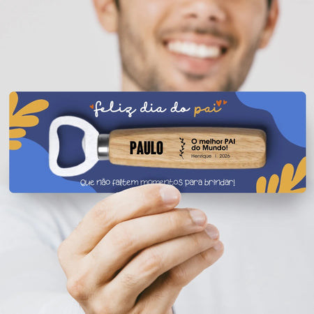 Descapsulador - Abre - garrafas 14cm - Dia do Pai - Laser Madeira