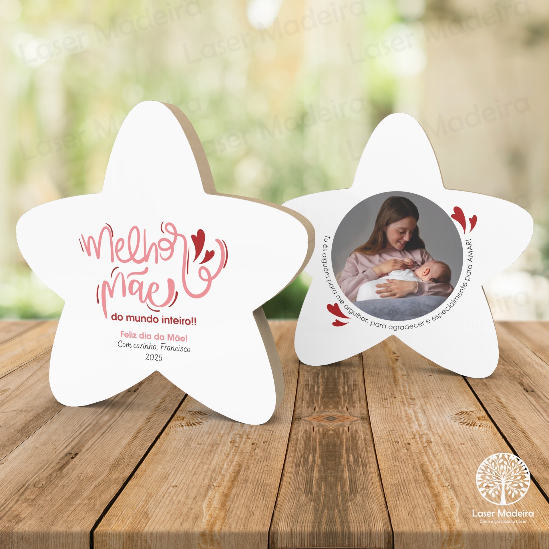 Estrela Dia da Mãe com Fotografia - Laser Madeira