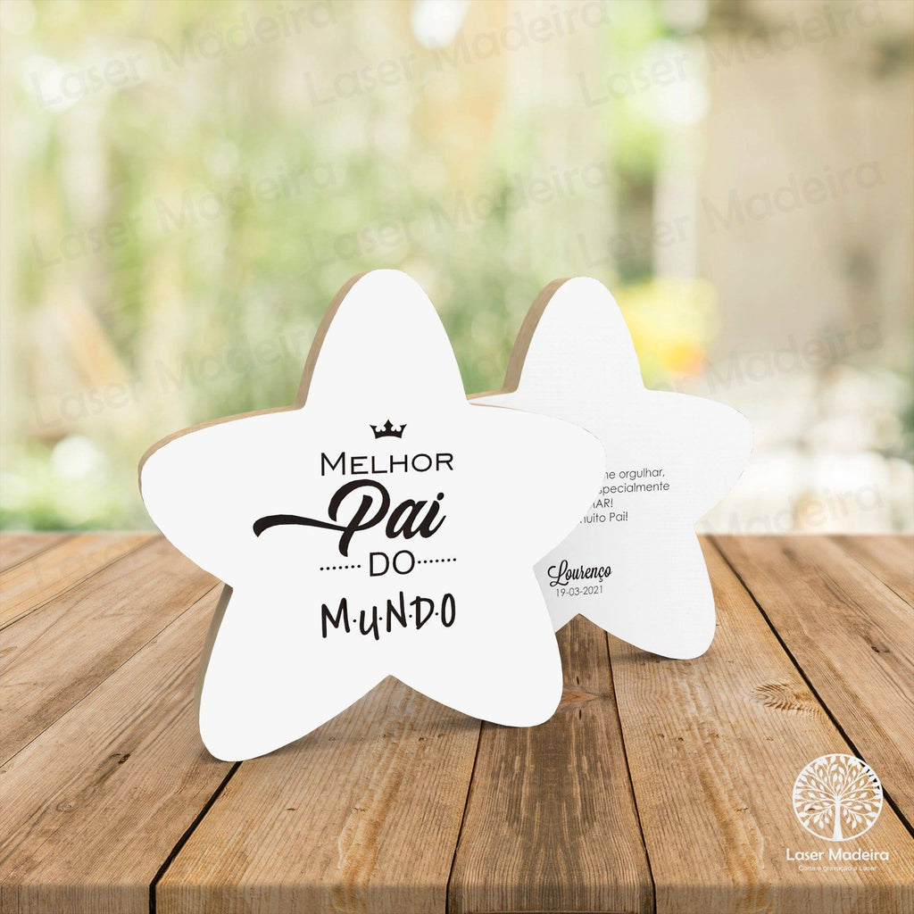 Estrela Dia do Pai - Modelo 1 - Laser Madeira
